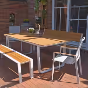 Garten Sitzgruppe Tischgruppe VENICE 5-teilig Aluminium und Nonwood EAN:4250983127157