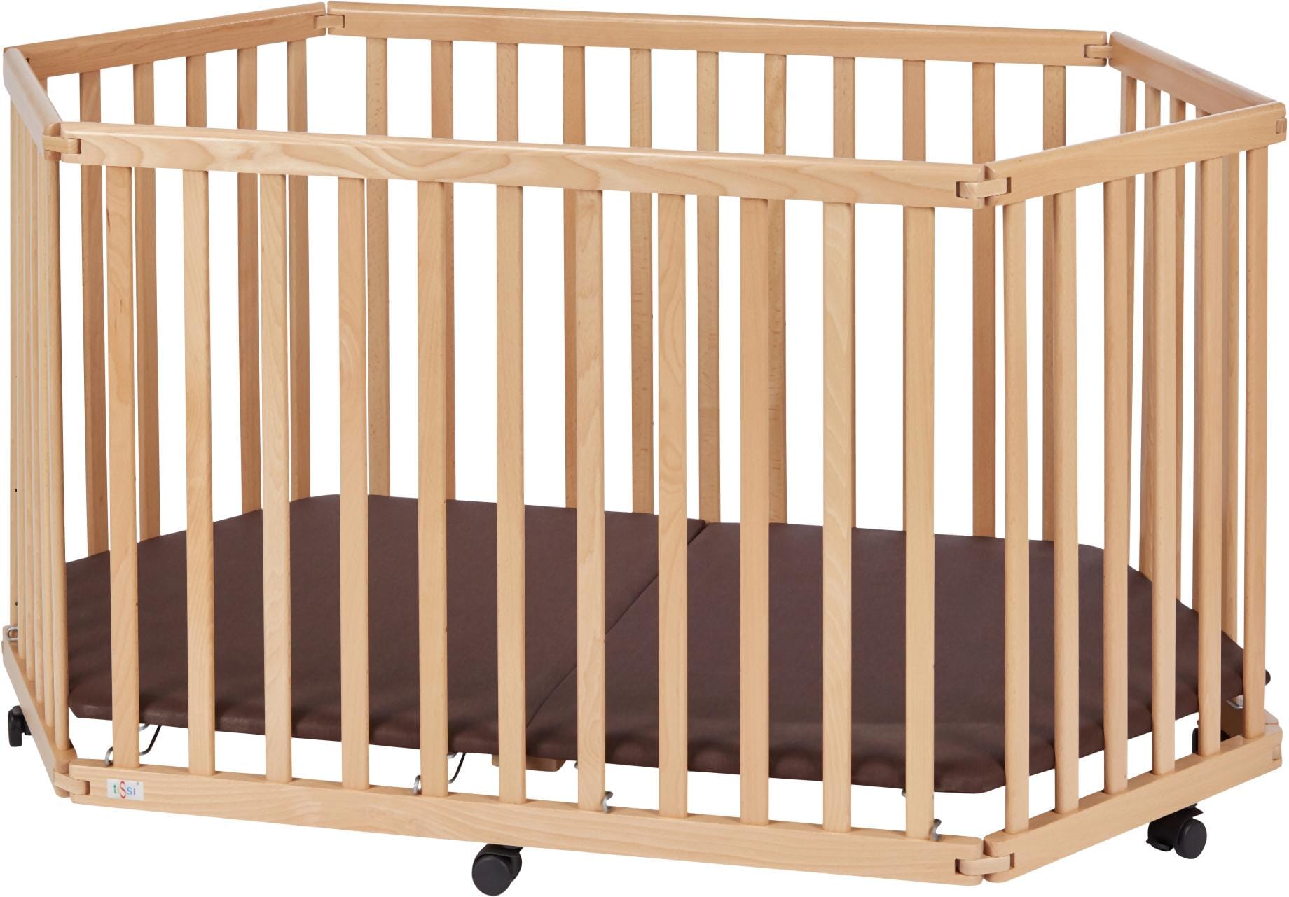 Faltbares Laufgitter Laufstall tiSsi® Buche natur 6-eckig EAN:0722348416885